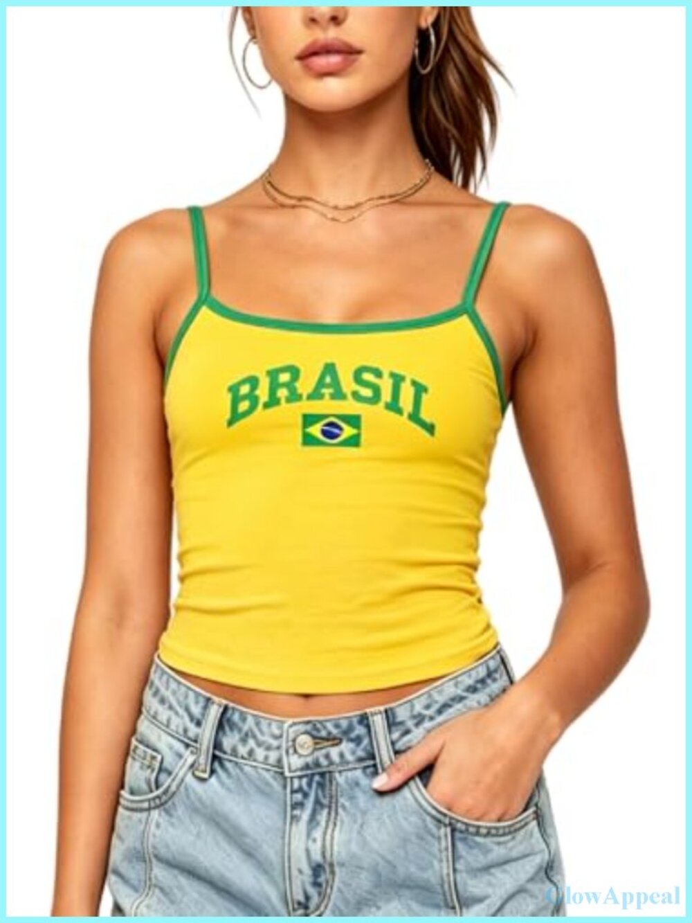 NUFIWI Women Embroidered Spaghetti Strap Crop Tank Top Y2K Camisole